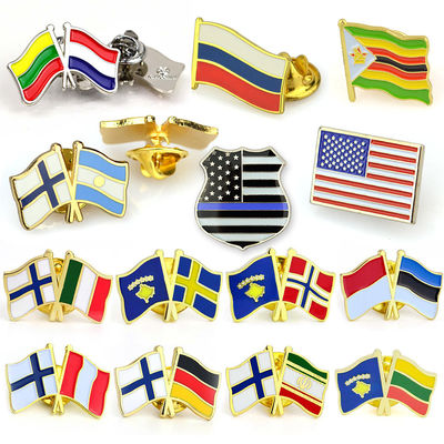 quality Lambang Pin Logam Enamel Lembut Bendera Negara Custom Lambang Pin factory